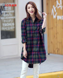 New 2020 Button Down Shirt for Women Plus Size Cotton Long Plaid Flannel Shirt Korean Full Sleeve Casual Loose