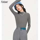 Women Tees 2022 Autumn Long Sleeve O Neck Slim Fit T-shirt Silicone Bear Decoration Fashion Casual Streetwear