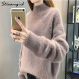 Winter Sweater Women Warm White Turtleneck Fluffy Women's Jumper Winter Pull Sweaters For Women Knitted Sweater Woman