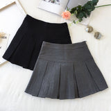 Korean Fashion Gray Pleated Skirt Women Vintage Cute High Waist Sexy Mini Skirts Kawaii Preppy Style Summer