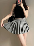 Micro Pleated Skirt Women Sexy Skort Vintage Preppy High Waist A-line Black Mini Skirt Y2k Shorts School Casual