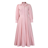 Women's Elegant Long-Sleeved Shirt Dress In Fashion And Long African