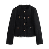 New Women's Coarse-Spinning Pure Color Casual Coat Short Coat