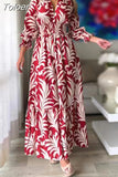 For Women 2023 Autumn And Winter Long Swing Dress Bohemian Floral Print Long Sleeve Robe Longue Femme Party Maxi