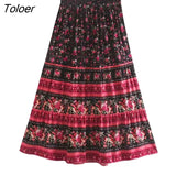 2023 Summer Skirt Women Paisley Floral Print Skirts Casual Vintage A-Line Beach Skirt saia Jupe Femme faldas Midi