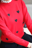 Women Turtleneck Sweater Solid Color Embroidery Cartoon Panda Bear Cute Streetwear Pullovers Knitted Female Clothes