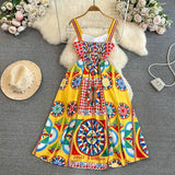 Court Baroque Sling Sling Dress Seaside Holiday With Thin Letter Positioning Printing