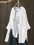 Womens Shirts 2022 ZANZEA Vintage Cotton Tunic Casual Long Sleeve Shirt Button Cardigans Female Soid Patchwork Tops Plus
