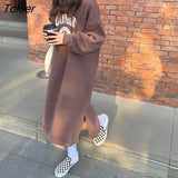 Sleeve Dresses Women Printed Hooded Straight Autumn Thicken Warm Casual Daily All-match Preppy Chic Korean Fashion