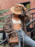 Oversized Plaid Womens Shirts Vintage 2023 Loose Print Top And Blouse Spring Fashionable Button Long Shirts