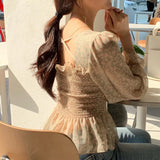 Vintage Print Shirt Oversize Tops Women Long sleeve Girls Chiffon Blouse Summer Women Blouses Plus Size femme