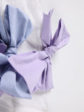 Women White Contrast Color Bow Temperament Blouse New Lapel Long Sleeve Loose Fit Shirt Fashion Spring Autumn 2023