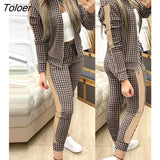of Two Fashion Pieces for Women Leopard Print Contrast Sequin Zip Up Jacket & Pants Set Daily Clothes Women Sporty