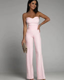 Fashion Tube Top Long Jumpsuit Women Elegant Temperament Tube Top Wide-leg Jumpsuit Women 1028-0-Outfit