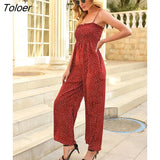 Backless Polka Dot Jumpsuit Loose Trousers Wide Pants Rompers Summer Holiday Women Clothing 2022 Female One Piece