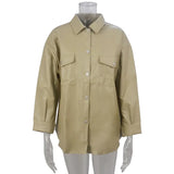 Toloer Winter And Fall New PU Leather Women's Shirt Fashion Women's Coat-Outfit
