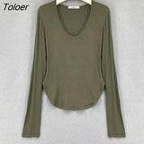 Long Sleeve Tshirt Women 2023 Fashion Slim White Woman Tshirts Tops High Elasticity Thin Skinny Tee Shirt Blusas