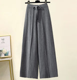Version Of The Lazy Suit Women 2025 New Autumn And Winter Thick Thick Knitted Knitted Knitted Wide Leg Pants Two