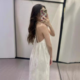 Summer New Women's Hollow Embroidery Fan Flute Dress Loose Leisure Bareback Sling