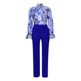 Women's Clothing 2025 Autumn And Winter Loose Large-Size Casual Print Long-Sleeved Shirt Broad Leg Pants