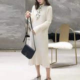Women Winter Knit Dresses 2022 Europe Long Sleeve O-Collar Casual Loose Warm Maxi Sweater Dress Plus Size Women's