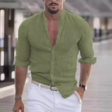 New Men's Summer Shirt Beach Shirts Long Sleeves Solid Hawaiian Holiday