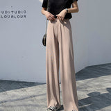 New High Waist Soft Comfort Women's Pants Casual Spring Summer Woman Pants Ice Silk Ankle-Length Trousers Female
