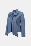 Detail Mock Neck Zip-Back Denim
