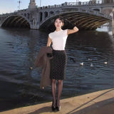 High-Waist Wave Knitted Knitted Hip Skirt Girl Summer Slim Slim Thin Little Hot Girl Fishtail Short