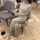 Autumn Winter 2 Pieces Women Sets Knitted Tracksuit 2022 New Turtleneck Sweater and Wide Leg Jogging Pant Pullover