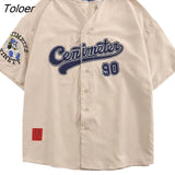 Cartoon Puppy Embroidered Cardigan Baseball Uniform Cute Button Up Shirts Oversized Summer Coats Unisex Streetwear Hip
