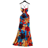 Design Heartened Machine Hollow Bare Back Sling Folds To The Waist-To-Wear Dress Women's Holiday