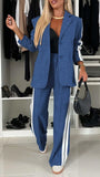 Casual Black And White Striped Suit Suit Women's