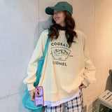 spring and autumn new splicing Pullover fashion Korean thick and thin women's Sweatshirt Navy Gray Black Pink women's