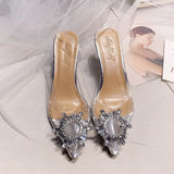 PVC Sandals Women Pointed Clear Crystal Cup High Heel Stilettos Sexy Pumps Summer Shoes Peep Toe Women Pumps Size