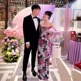 Chinese Fishtail Evening Dress 2025 New Light Luxury Niche Morning Robe Toasting Bridal Purple Banquet Dress Dress