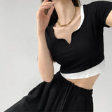 Sleeve Elegant Girl T Shirt Thin Slim Y2k Crop Tops Women Korean Fashion Clothing Elegant Blouse Office Lady 2022