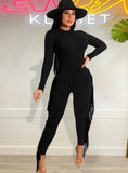 Sexy Round Neck Long Sleeve Tassels