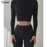 Solid Basic Long Sleeve Women T-Shirt Gothic Skinny Turtleneck Kintted Female Shirt Autumn Fashion Streetwear Crop