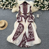 Folded Dress Women 2025 Spring Dress High Fashion High Fashion High-Grade High-Rise Thin Print Embossed