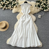High-End Squeal Lace Splicing Sleeveless Waist Dress Women's Summer Thin Temperament Elegant Long