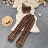 Sporty Casual Women Summer Sets 2022 Elastic Waist Slim Paclet Vacation Long Legs Ladies Sexy Solid Two Piece