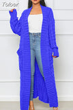 Winter Open Front Chunky Cardigan for Ladies Long Sleeve Cable Knit Floor Length Coat Fashion Side Big Pockets