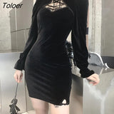 Chinese Cheongsam Dress Qipao Spring 2023 Gothic Cut Out Short Sleeve Bodycon Wrap Sexy Mini Short Dress