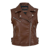 2023 Spring Autunm Women Fashion Black Faux Leather Vest Jackets Lady Bomber Motorcycle Cool Outerwear Zipper