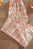 Waist Women Plaid Pants Summer Fashion Loose Wide Leg Pants Y2K Casual Female All Match Straight Trousers Korean