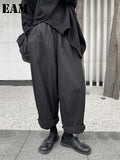 High Elastic Waist Black Thick Big Size Long Pants New Loose Fit Trousers Women Fashion Tide Spring Autumn 2023