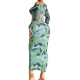 Toloer New Fashion Long-Sleeved One-Line Collar T-Shirt Slim Buttock Skirt Suit Women-Outfit