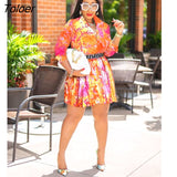 Skirt Dress New Fashion Street Club Party Wear Pleated Dresses Lady Female Clothing Sexy High Waist Print Green