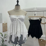 Shooting Holiday Wind Bra Strap With Bow Irregular Dress Loose Thin Short Sleeveless Top